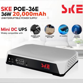 SKE POE-36E-LFP 20,000mAh Mini DC UPS - 36W High Power Backup with LiFePO4 Battery (5V9V12V 3A)SKE POE-36E-LFP 20,000...