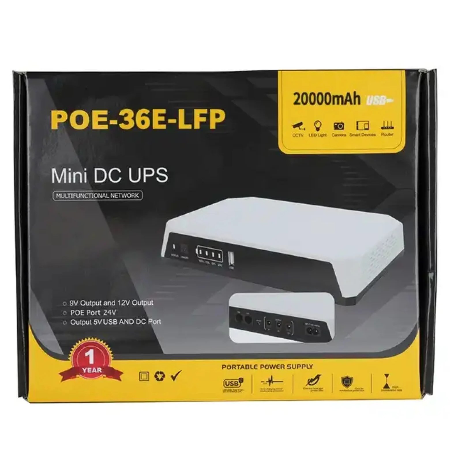 wp-455341-a68bdfae73 SKE POE-36E-LFP 20,000mAh Mini DC UPS - 36W High Power Backup with LiFePO4 Battery (5V9V12V 3A)SKE POE-36E-LFP 20,000... - view 3